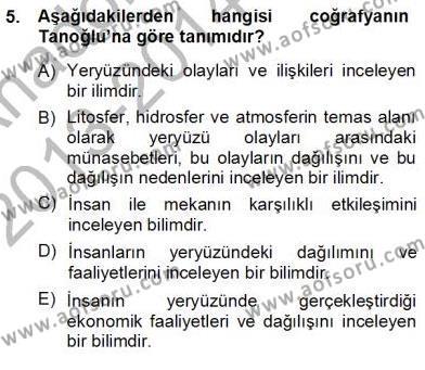 Turizm Coğrafyası Dersi 2013 - 2014 Yılı (Vize) Ara Sınavı 5. Soru