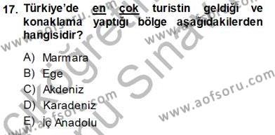 Turizm Coğrafyası Dersi 2013 - 2014 Yılı (Final) Dönem Sonu Sınavı 17. Soru