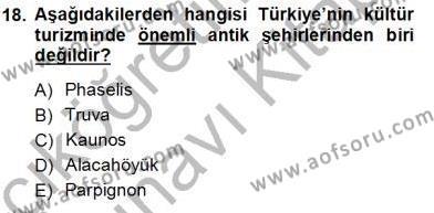 Turizm Coğrafyası Dersi 2013 - 2014 Yılı Tek Ders Sınavı 18. Soru