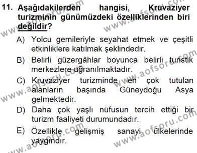 Turizm Coğrafyası Dersi 2014 - 2015 Yılı (Vize) Ara Sınavı 11. Soru