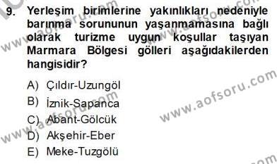 Turizm Coğrafyası Dersi 2014 - 2015 Yılı (Final) Dönem Sonu Sınavı 9. Soru