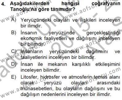 Turizm Coğrafyası Dersi 2015 - 2016 Yılı (Vize) Ara Sınavı 4. Soru