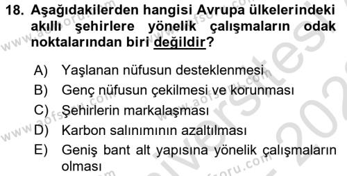 Turizmde Güncel Yaklaşımlar Dersi 2021 - 2022 Yılı (Vize) Ara Sınavı 18. Soru