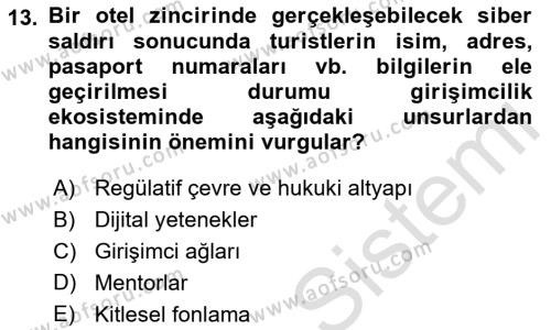 Turizmde Güncel Yaklaşımlar Dersi 2022 - 2023 Yılı (Vize) Ara Sınavı 13. Soru