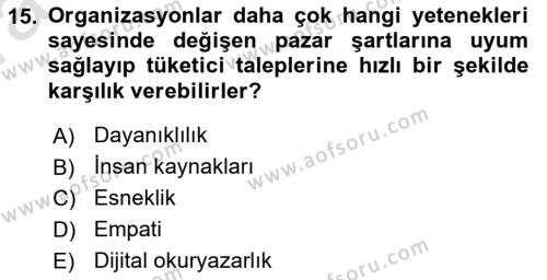 Turizmde Güncel Yaklaşımlar Dersi 2022 - 2023 Yılı (Vize) Ara Sınavı 15. Soru