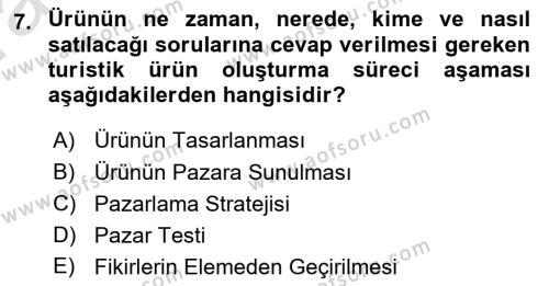 Turizmde Güncel Yaklaşımlar Dersi 2022 - 2023 Yılı (Vize) Ara Sınavı 7. Soru