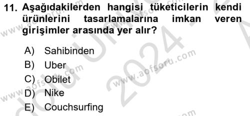 Turizmde Güncel Yaklaşımlar Dersi 2024 - 2025 Yılı (Vize) Ara Sınavı 11. Soru