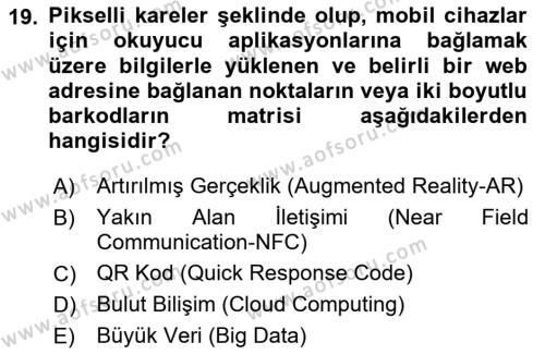 Turizmde Güncel Yaklaşımlar Dersi 2024 - 2025 Yılı (Vize) Ara Sınavı 19. Soru