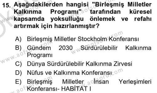 Toplum Temelli Turizm Dersi 2021 - 2022 Yılı Yaz Okulu Sınavı 15. Soru