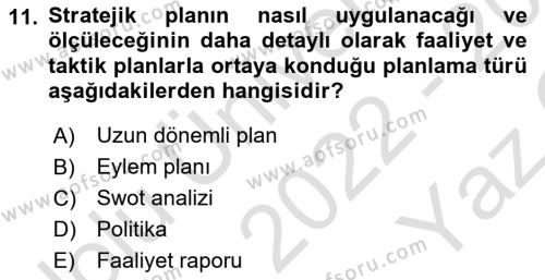 Toplum Temelli Turizm Dersi 2022 - 2023 Yılı Yaz Okulu Sınavı 11. Soru