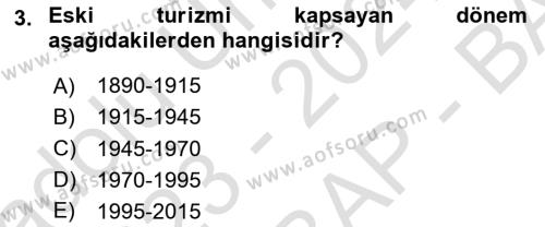 Toplum Temelli Turizm Dersi 2023 - 2024 Yılı (Vize) Ara Sınavı 3. Soru