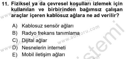 Turizm Bilgi Teknolojileri Dersi 2021 - 2022 Yılı (Final) Dönem Sonu Sınavı 11. Soru