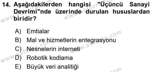 Turizm Bilgi Teknolojileri Dersi 2021 - 2022 Yılı (Final) Dönem Sonu Sınavı 14. Soru