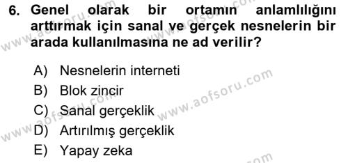 Turizm Bilgi Teknolojileri Dersi 2021 - 2022 Yılı (Final) Dönem Sonu Sınavı 6. Soru