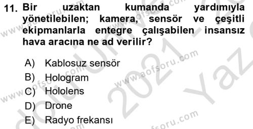 Turizm Bilgi Teknolojileri Dersi 2021 - 2022 Yılı Yaz Okulu Sınavı 11. Soru