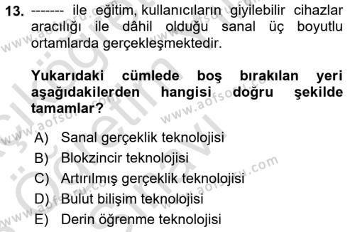 Turizm Bilgi Teknolojileri Dersi 2022 - 2023 Yılı Yaz Okulu Sınavı 13. Soru