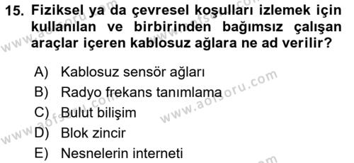 Turizm Bilgi Teknolojileri Dersi 2022 - 2023 Yılı Yaz Okulu Sınavı 15. Soru