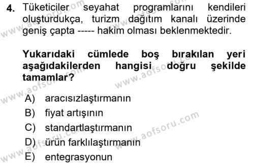 Turizm Bilgi Teknolojileri Dersi 2023 - 2024 Yılı (Vize) Ara Sınavı 4. Soru