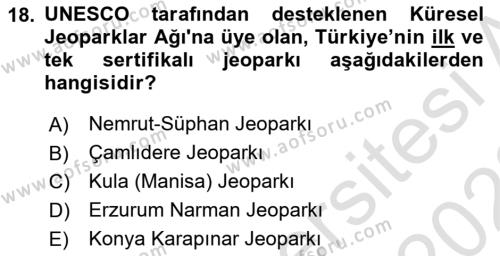 Sürdürülebilir Turizm Dersi 2021 - 2022 Yılı Yaz Okulu Sınavı 18. Soru