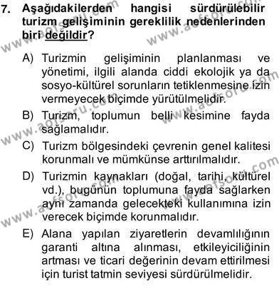 Alternatif Turizm Dersi 2013 - 2014 Yılı (Vize) Ara Sınavı 7. Soru