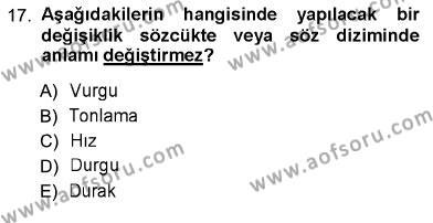 Türk Dili 1 Dersi 2012 - 2013 Yılı (Vize) Ara Sınavı 17. Soru