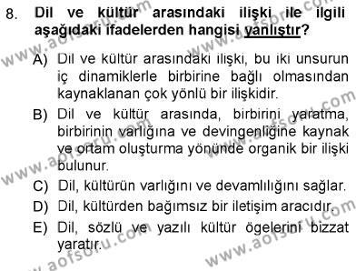 Türk Dili 1 Dersi 2012 - 2013 Yılı (Vize) Ara Sınavı 8. Soru