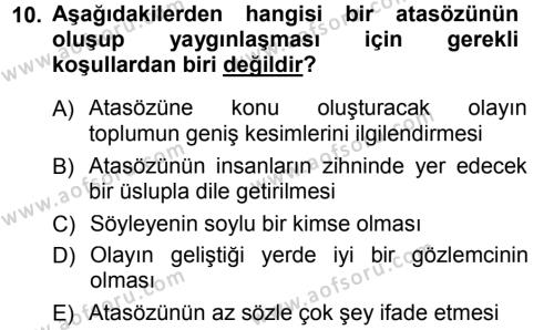 Türk Dili 1 Dersi 2012 - 2013 Yılı (Final) Dönem Sonu Sınavı 10. Soru