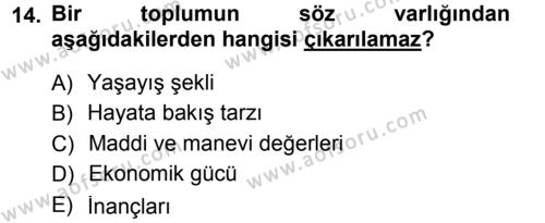 Türk Dili 1 Dersi 2012 - 2013 Yılı (Final) Dönem Sonu Sınavı 14. Soru