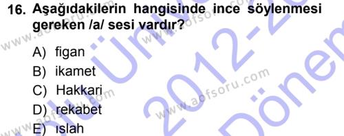 Türk Dili 1 Dersi 2012 - 2013 Yılı (Final) Dönem Sonu Sınavı 16. Soru