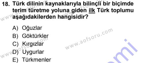 Türk Dili 1 Dersi 2012 - 2013 Yılı (Final) Dönem Sonu Sınavı 18. Soru