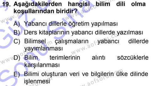 Türk Dili 1 Dersi 2012 - 2013 Yılı (Final) Dönem Sonu Sınavı 19. Soru