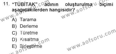 Türk Dili 1 Dersi 2012 - 2013 Yılı Tek Ders Sınavı 11. Soru