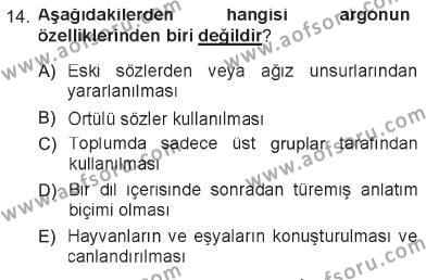 Türk Dili 1 Dersi 2012 - 2013 Yılı Tek Ders Sınavı 14. Soru