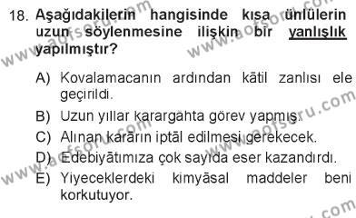 Türk Dili 1 Dersi 2012 - 2013 Yılı Tek Ders Sınavı 18. Soru