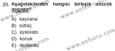 Türk Dili 1 Dersi 2012 - 2013 Yılı Tek Ders Sınavı 20. Soru
