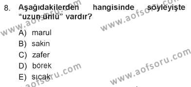 Türk Dili 1 Dersi 2012 - 2013 Yılı Tek Ders Sınavı 8. Soru