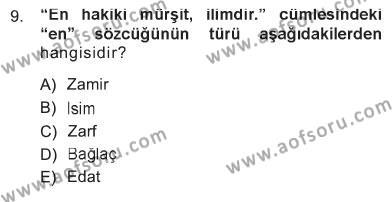 Türk Dili 1 Dersi 2012 - 2013 Yılı Tek Ders Sınavı 9. Soru
