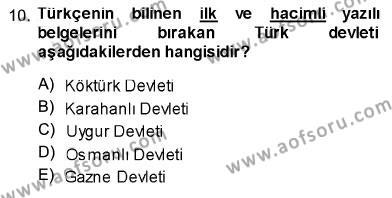 Türk Dili 1 Dersi 2013 - 2014 Yılı (Vize) Ara Sınavı 10. Soru