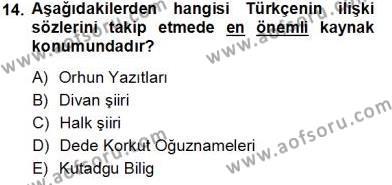 Türk Dili 1 Dersi 2013 - 2014 Yılı Tek Ders Sınavı 14. Soru