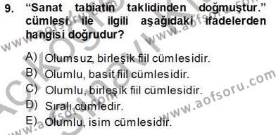 Türk Dili 1 Dersi 2013 - 2014 Yılı Tek Ders Sınavı 9. Soru