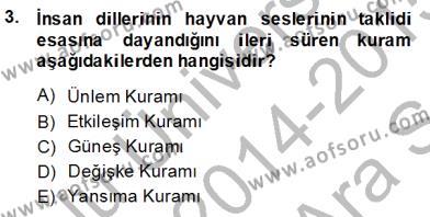 Türk Dili 1 Dersi 2014 - 2015 Yılı (Vize) Ara Sınavı 3. Soru