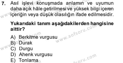 Türk Dili 1 Dersi 2014 - 2015 Yılı (Final) Dönem Sonu Sınavı 7. Soru