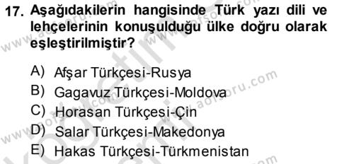 Türk Dili 1 Dersi 2014 - 2015 Yılı Tek Ders Sınavı 17. Soru