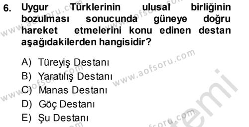 Türk Dili 1 Dersi 2014 - 2015 Yılı Tek Ders Sınavı 6. Soru