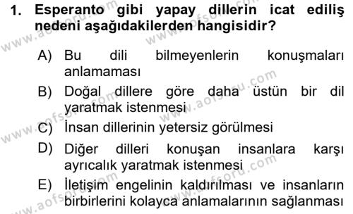 Türk Dili 1 Dersi 2015 - 2016 Yılı (Vize) Ara Sınavı 1. Soru