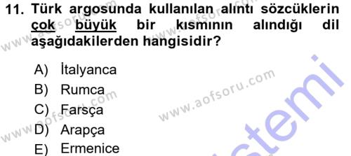 Türk Dili 1 Dersi 2015 - 2016 Yılı (Final) Dönem Sonu Sınavı 11. Soru