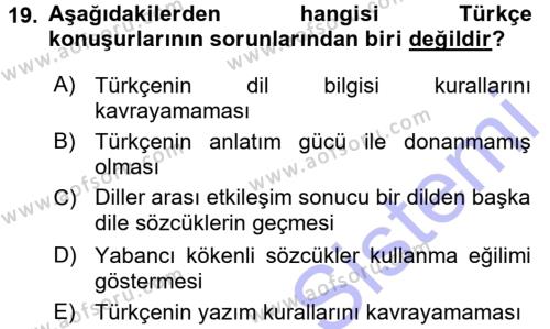 Türk Dili 1 Dersi 2015 - 2016 Yılı (Final) Dönem Sonu Sınavı 19. Soru