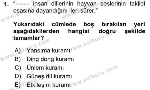 Türk Dili 1 Dersi 2022 - 2023 Yılı Yaz Okulu Sınavı 1. Soru