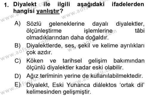 Türk Dili 1 Dersi 2023 - 2024 Yılı (Vize) Ara Sınavı 1. Soru