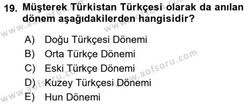 Türk Dili 1 Dersi 2023 - 2024 Yılı (Vize) Ara Sınavı 19. Soru